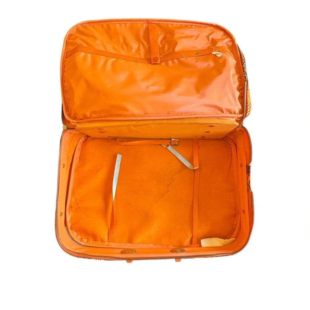 Vintage Floral Orange Travel Suitcase Bag